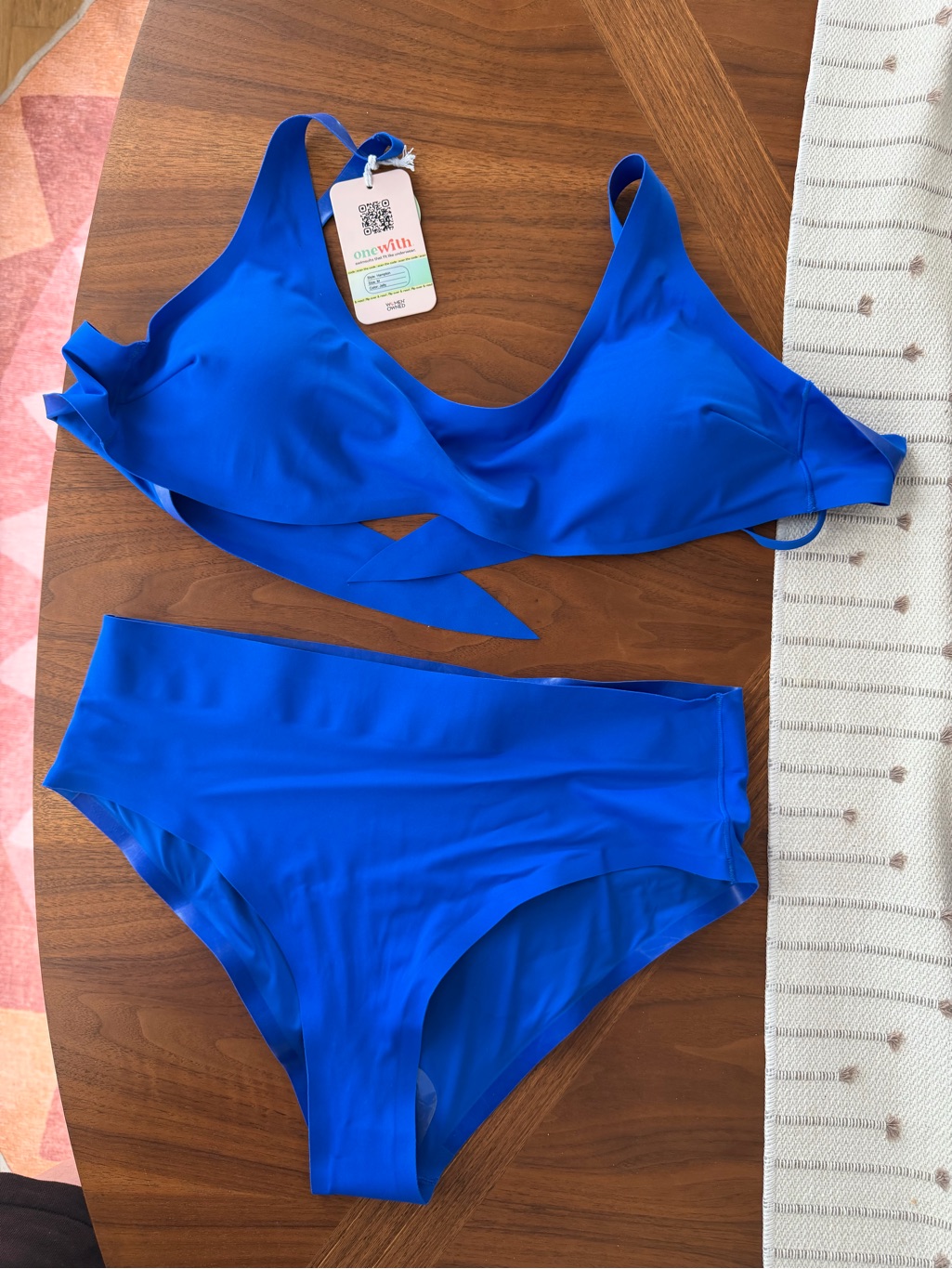 Onewith Hampton High-Waisted Bikini Bottom In Bright Blue — image 8 of 8